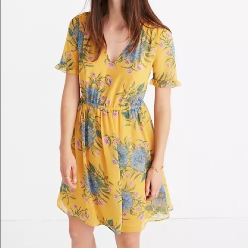 Madewell Yellow Floral Mini Dress Size 14